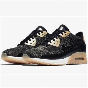 NIKE AIRMAX 90 ULTRA 2.0 FLYKNIT METALLIC BLK/GLD